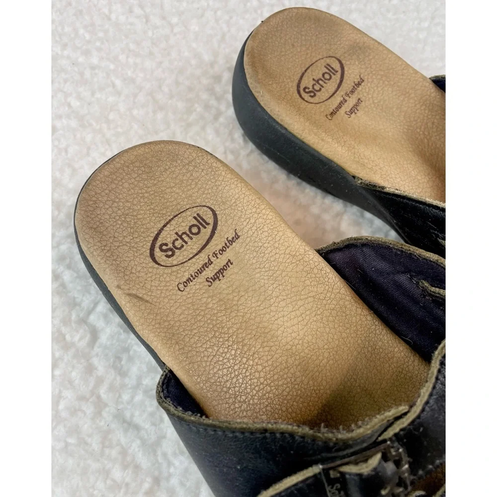 DR. SCHOLL’S • Black/Tan Strappy Buckle Slip-On Sandals, 4 - Picture 12 of 14